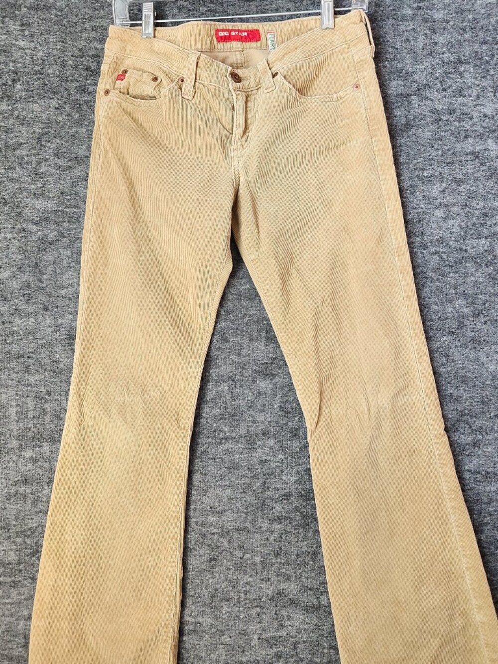 Vintage Big Star Corduroy Flare Pants Size 28 R Beige Low Rise Flary USA